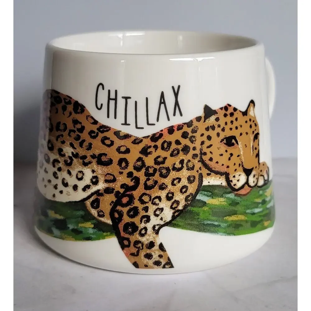 OpalHouse Chillax Cheetah Leopard Wild Cat Porcelain Large Coffee or Tea Mug